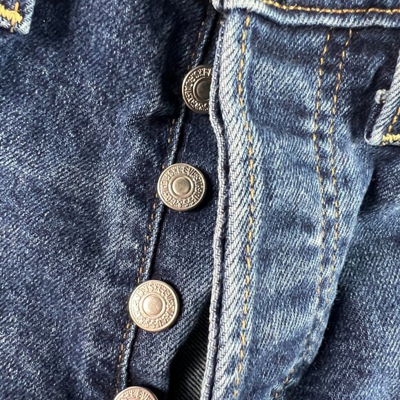 Levi's Jeans Women 24x25* Ribcage High Rise Straight Crop Dark Blue Denim Tag 25 - Picture 7 of 16